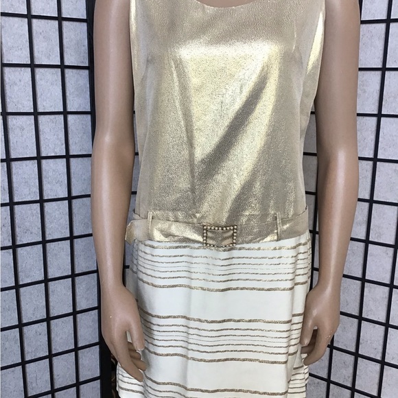 Vintage Gold/Cream Metallic Go-Go Dress Used size 11/12 - Picture 1 of 5